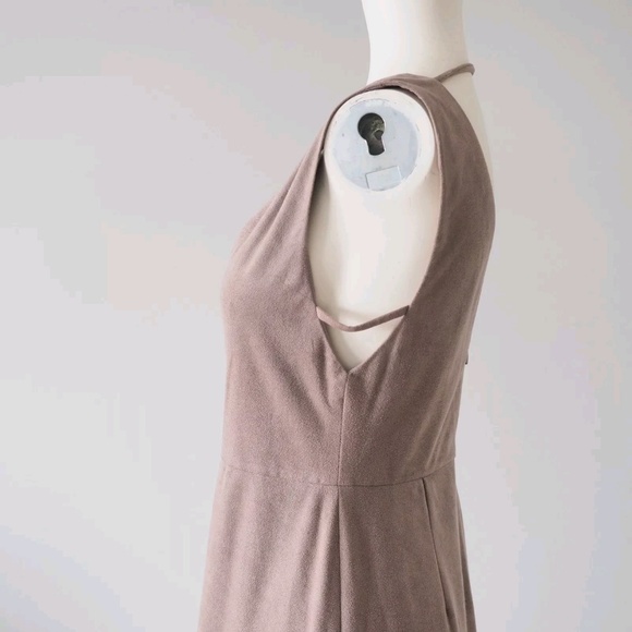 BCBGMAXAZRIA Mathilde Faux Suede Deep V Neck Dress - Picture 6 of 8